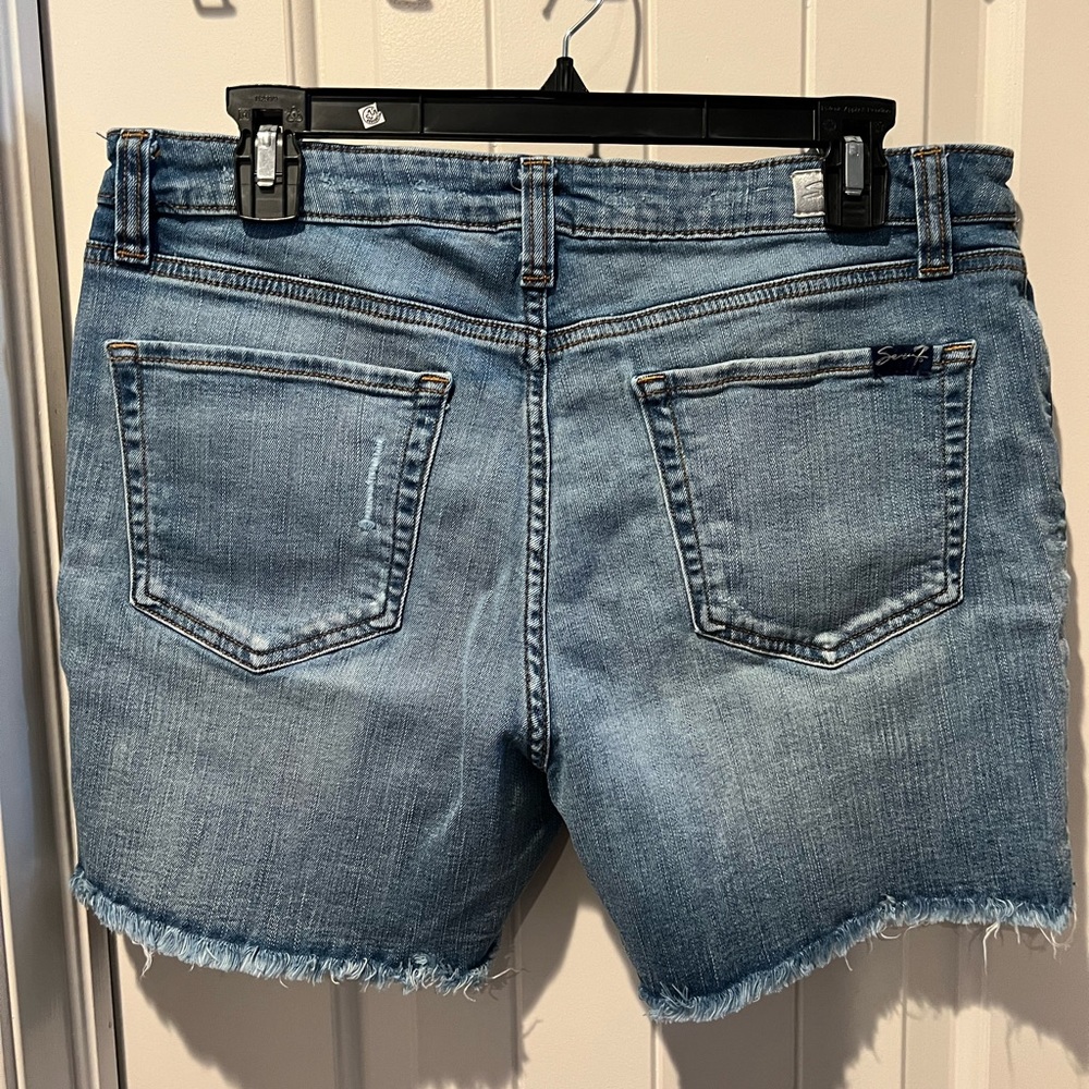 Seven7 Blue Distressed Jean Shorts - Picture 2 of 6